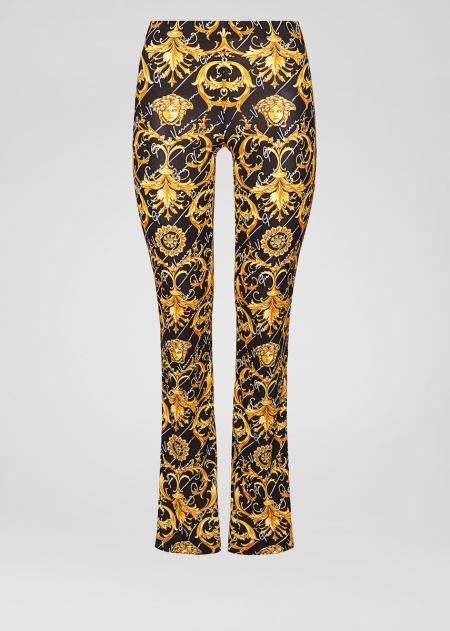 Pantaloni Versace Barocco Signature Print Flared Dama | NAUSBKZ-37